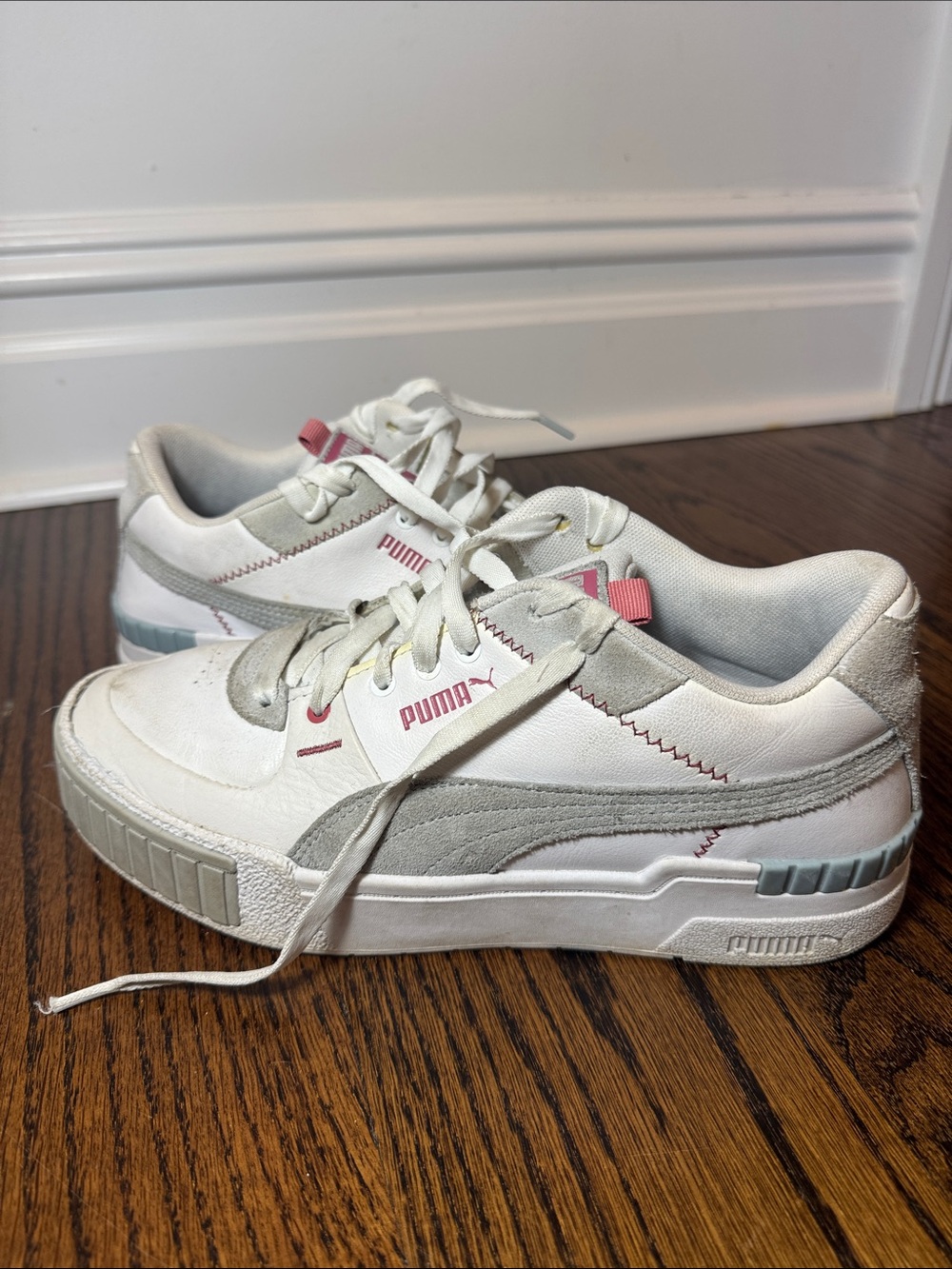 Puma White Sneakers with Light Pink Accents